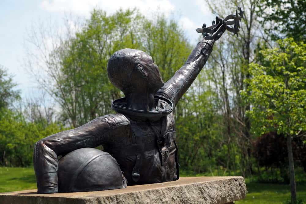 Sculpture in massillon ohio showing an astronaut