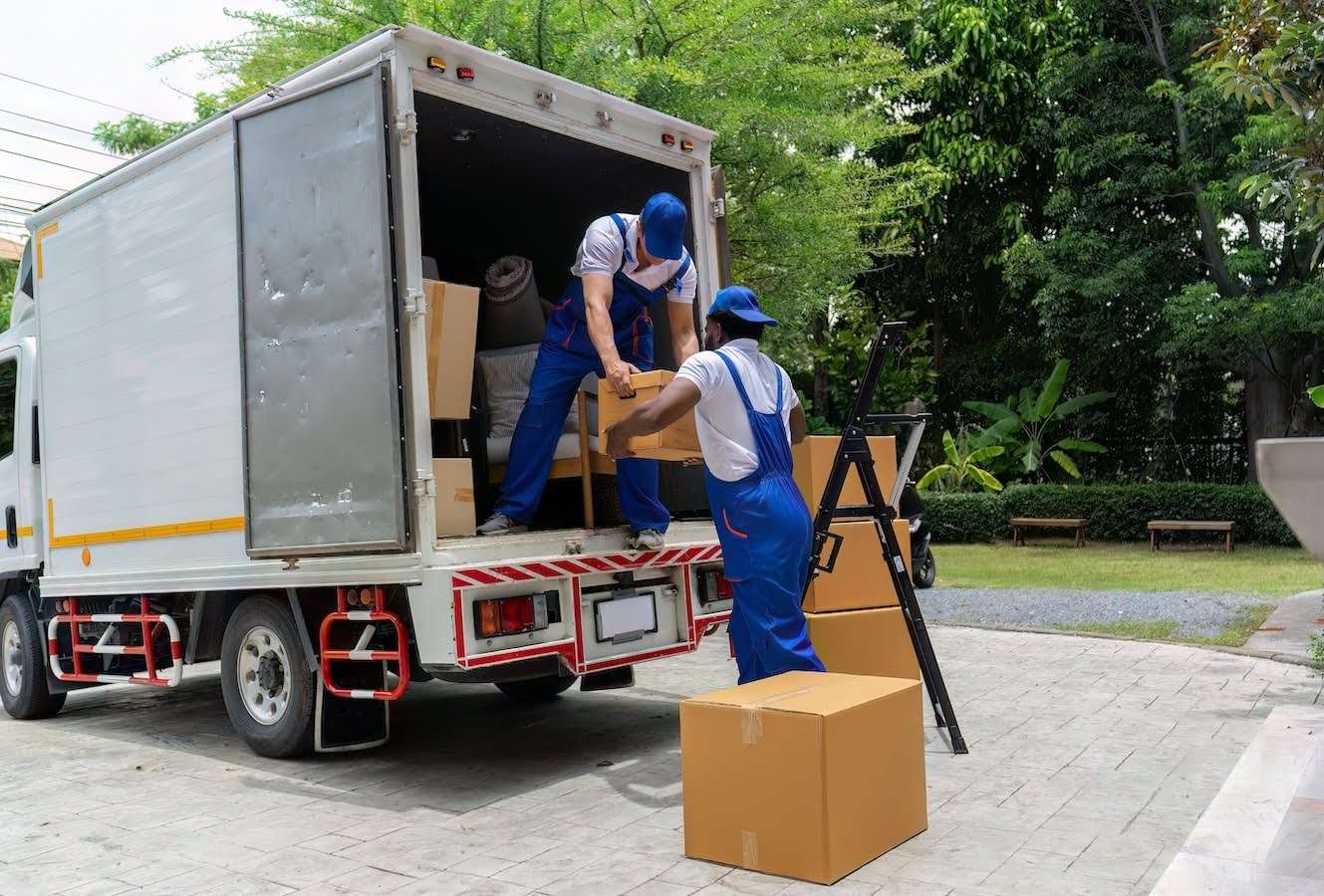 Men unloading a truck